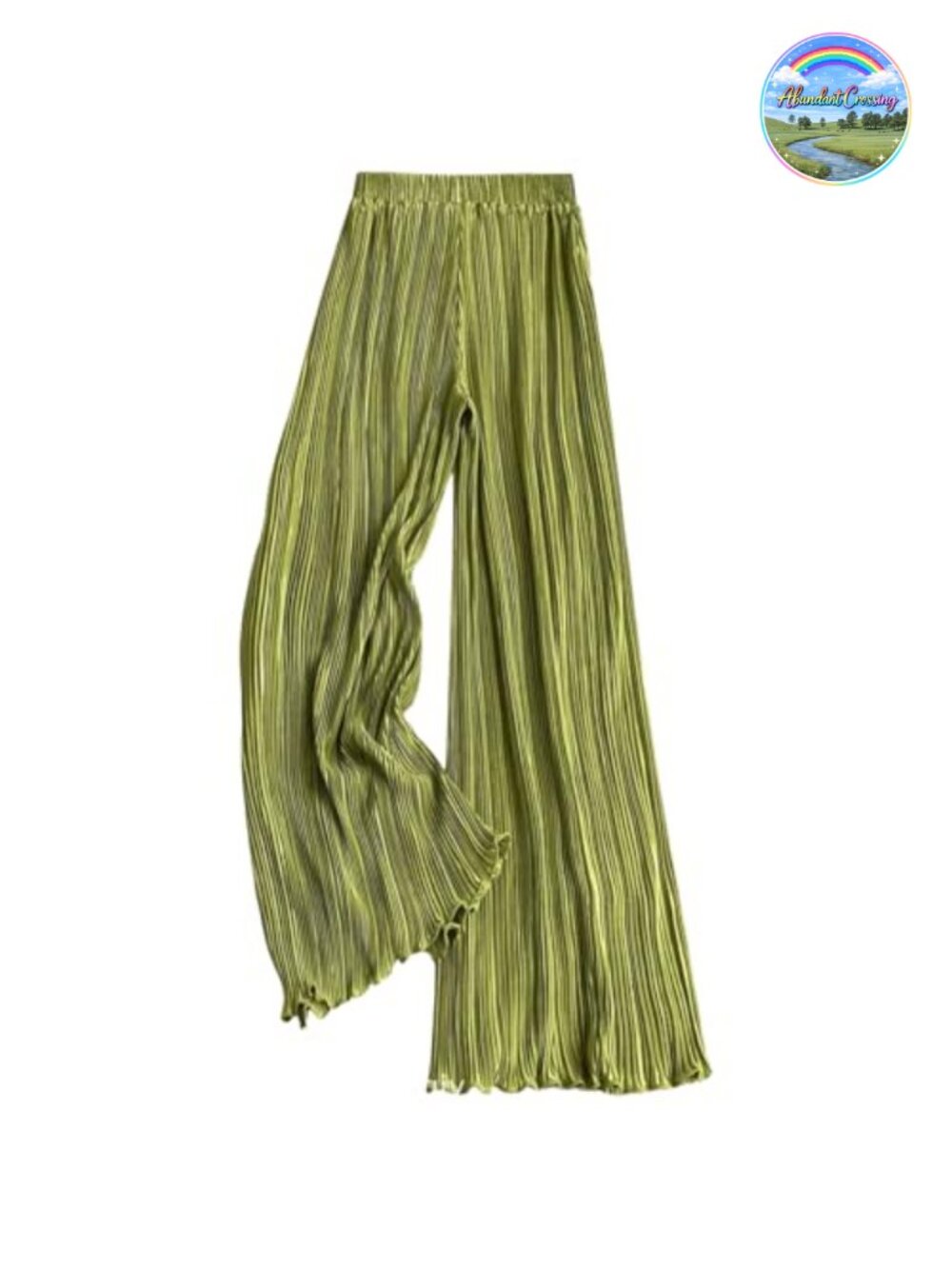 Satin Silk Pleated Wide Leg Palazzo Pants High Rise Pull On Flowy